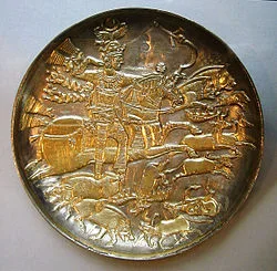 طرحی از خسرو انوشیروان در حال شکار