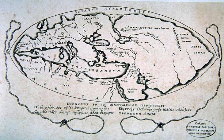 نقشه اي كه پسيدونوس در سال 150 تا 130 پ م تهيه كرده است    
