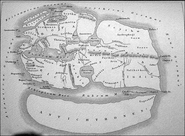 نقشه اي كه ملا پمپونيس در سال 40 ميلادي تهيه كرده است 