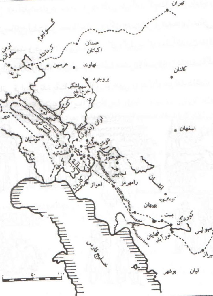 نقشه کوه گیلویه و بهبهان در نقشه قدیم انزان و انشان