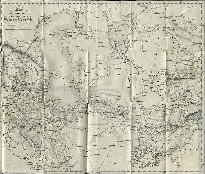 نقشه ایران که قفقاز و گرجستان را به تصویر می‌کشد. (۱۸۵۶)